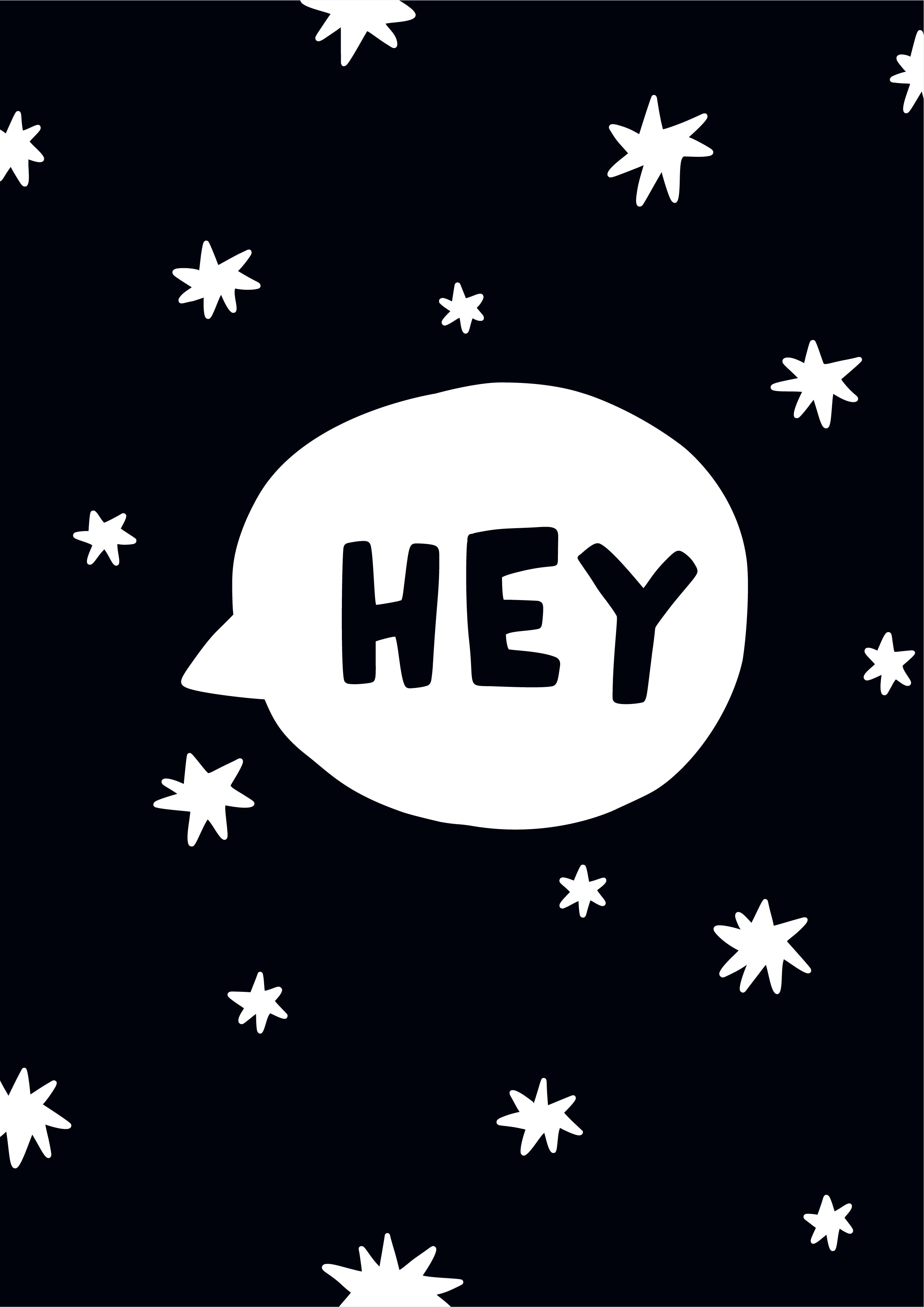 "Hey" in the Stars - Modern Wall Art - Olli+Lime